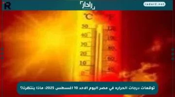 توقعات درجات الحرارة في مصر اليوم الأحد 10 أغسطس 2025: ماذا ينتظرنا؟